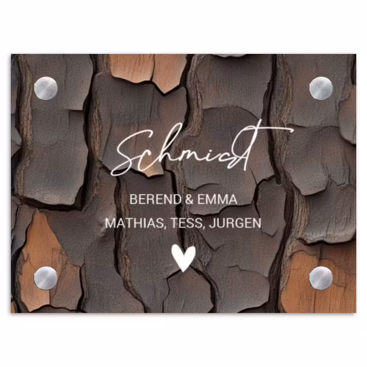 Boomschors - Sierlijk Naambord Rechthoek middel -3d