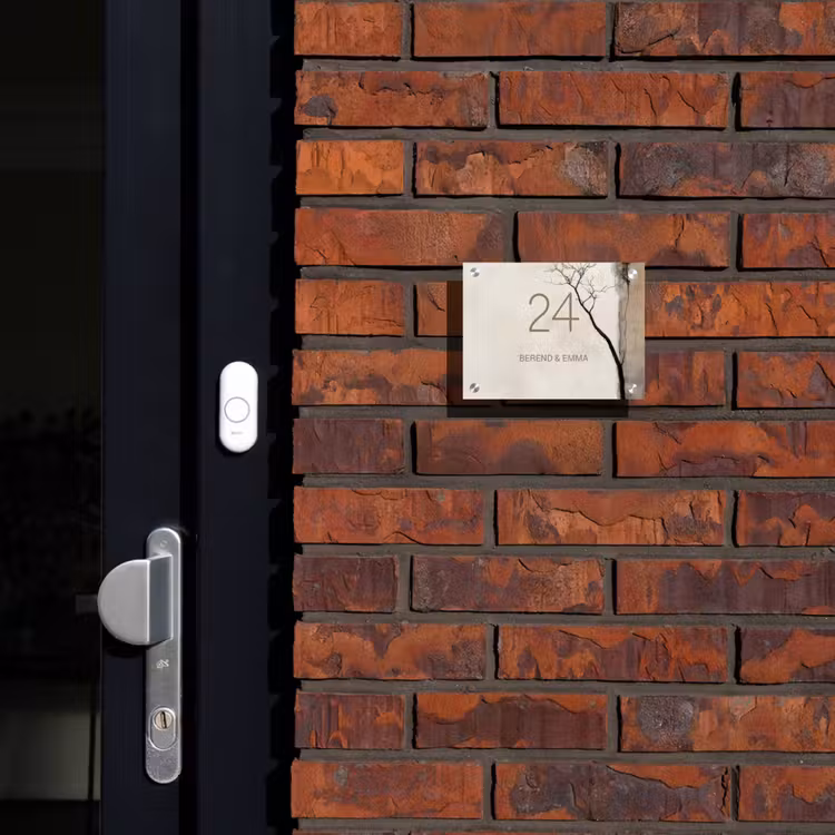 Boomsilhouet beige achtergrond - Klassiek Naambord Rechthoek middel -sfeer1-rechthoek-S