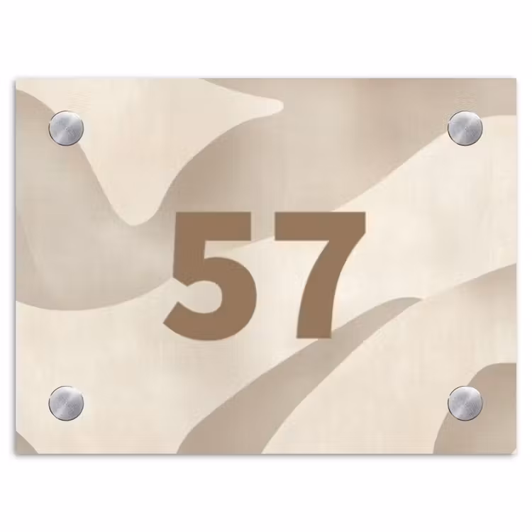 Beige organisch - Traditioneel Naambord Rechthoek middel -3d