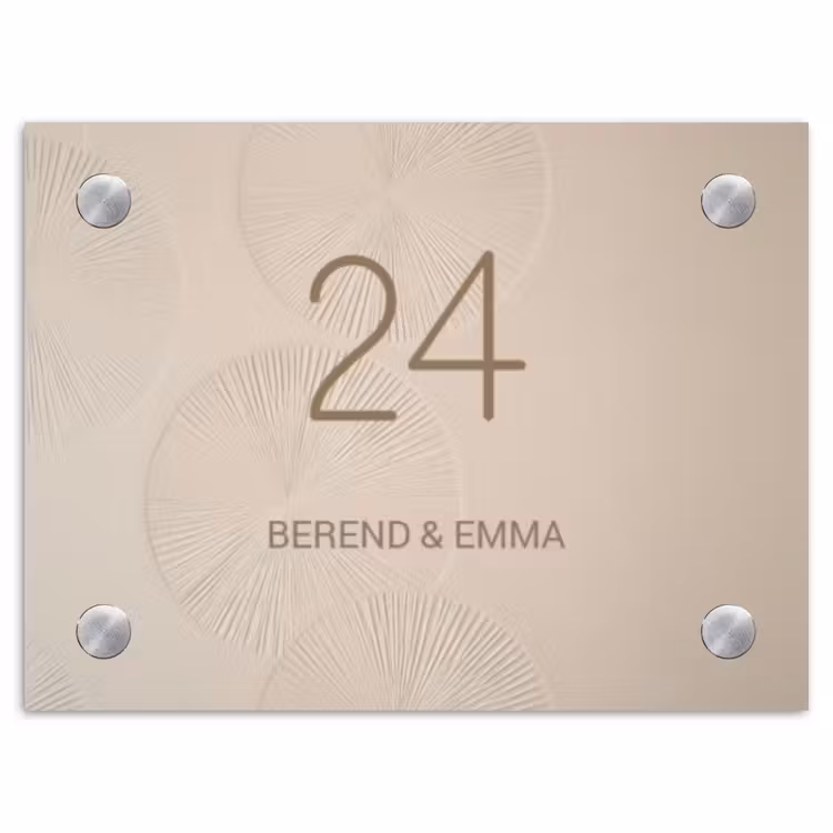 Beige reliëf lijnen - Klassiek Naambord Rechthoek middel -3d