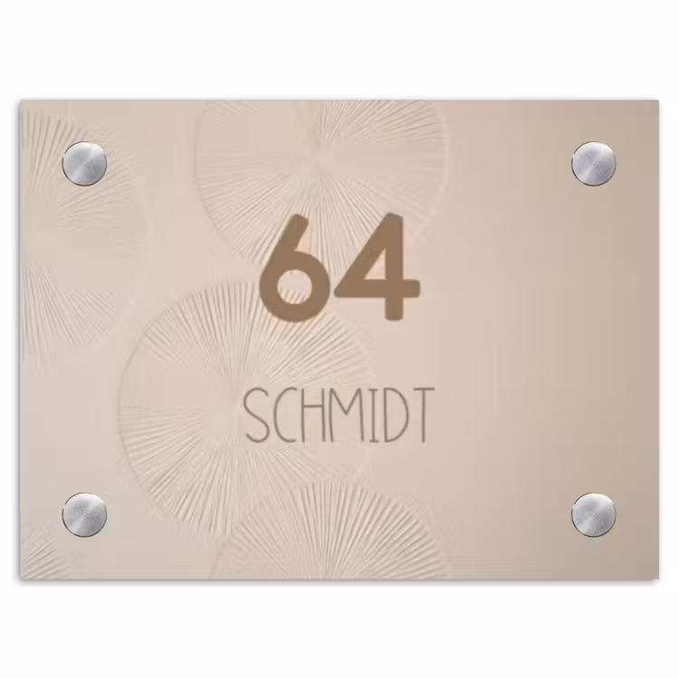 Beige reliëf lijnen - Modern Naambord Rechthoek middel -3d