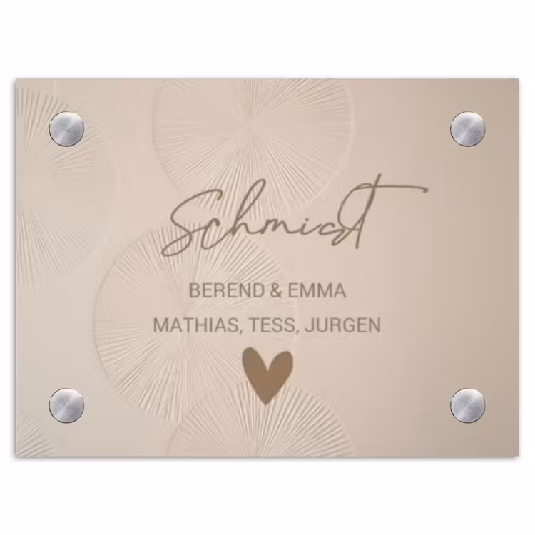 Beige reliëf lijnen - Sierlijk Naambord Rechthoek middel -3d
