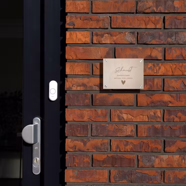 Beige reliëf lijnen - Sierlijk Naambord Rechthoek middel -sfeer1-rechthoek-S