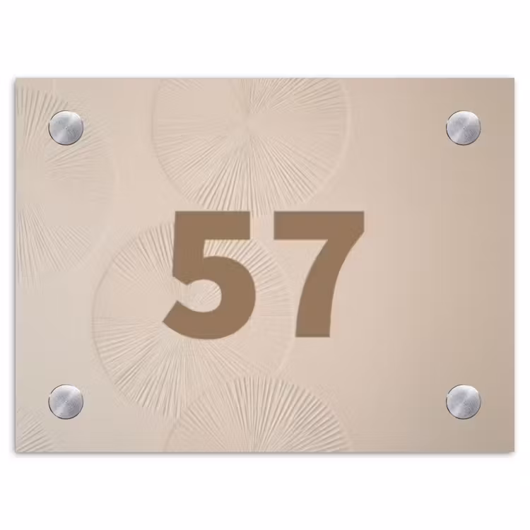 Beige reliëf lijnen - Traditioneel Naambord Rechthoek middel -3d
