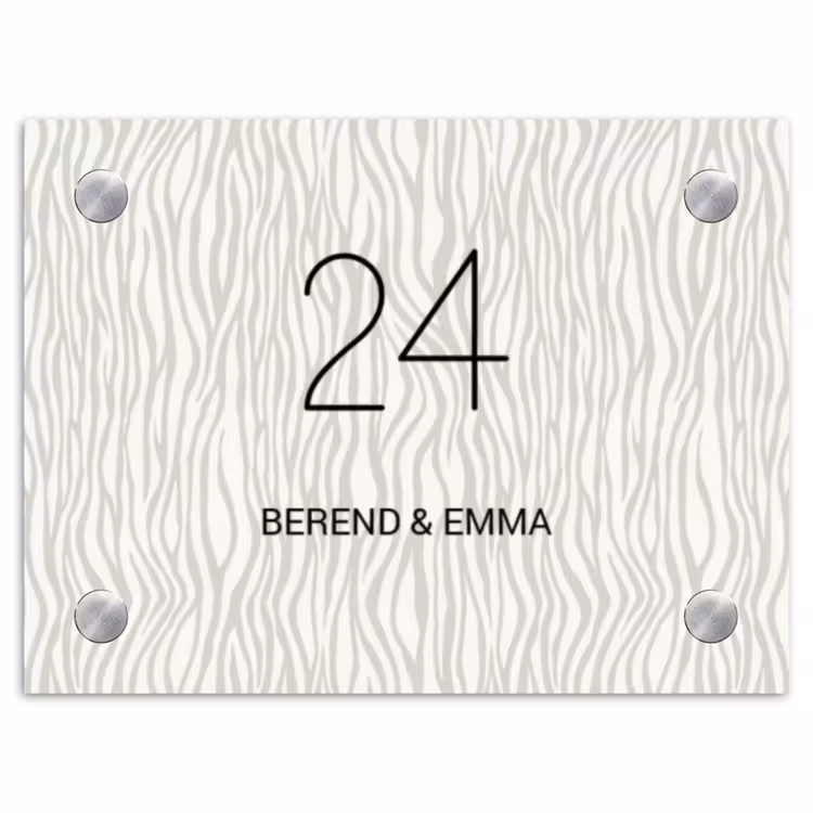 Beige golvende strepen - Klassiek Naambord Rechthoek middel -3d