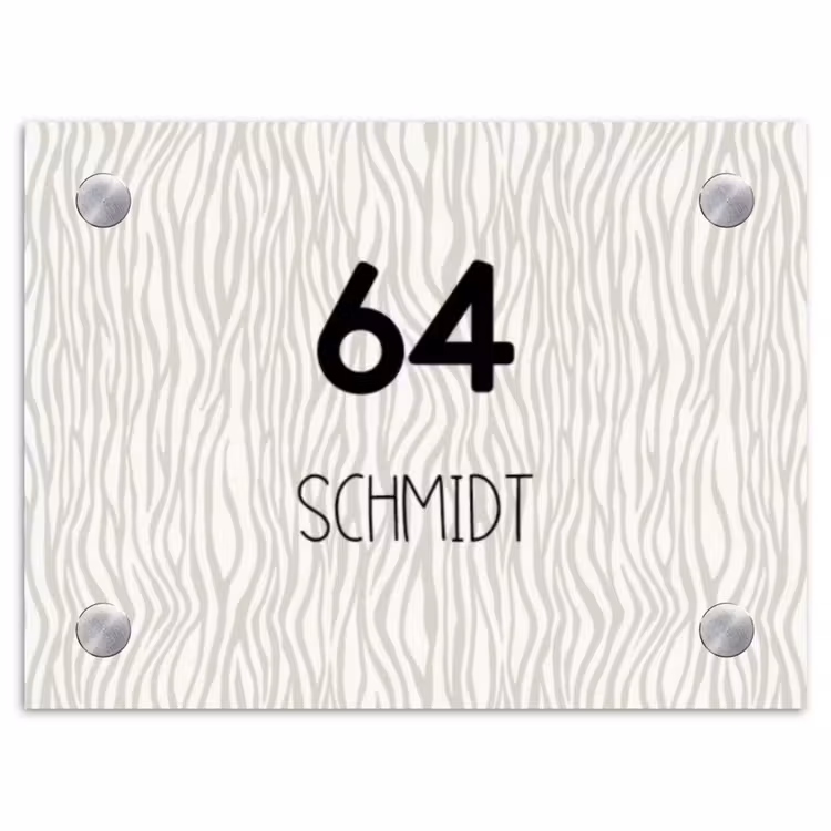 Beige golvende strepen - Modern Naambord Rechthoek middel -3d