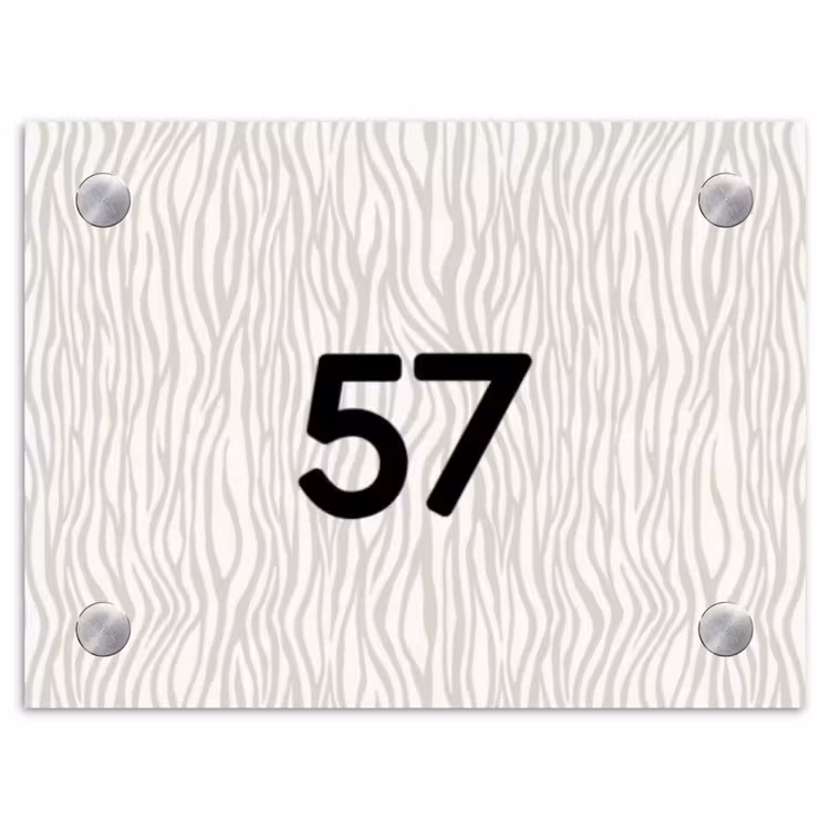 Beige golvende strepen - Traditioneel Naambord Rechthoek middel -3d