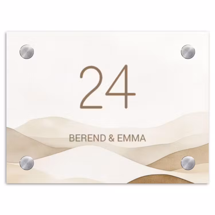 Beige landschap - Klassiek Naambord Rechthoek middel -3d