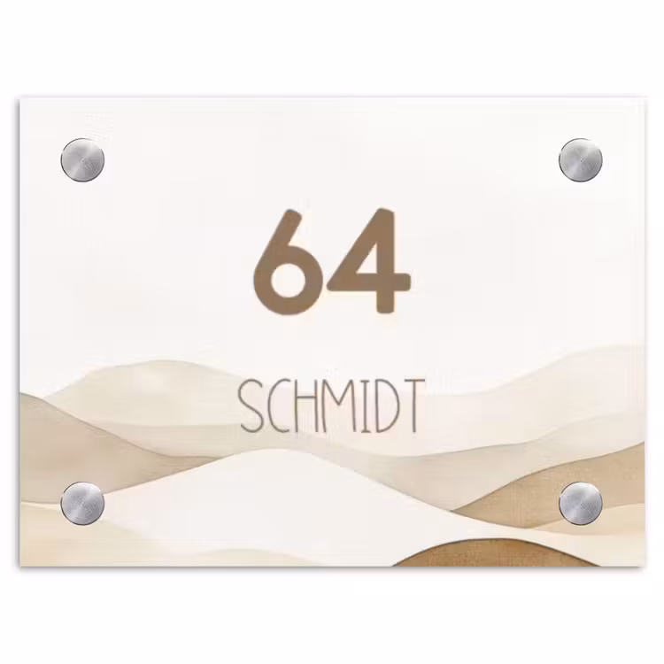 Beige landschap - Modern Naambord Rechthoek middel -3d