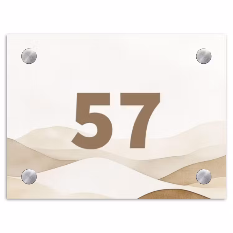 Beige landschap - Traditioneel Naambord Rechthoek middel -3d