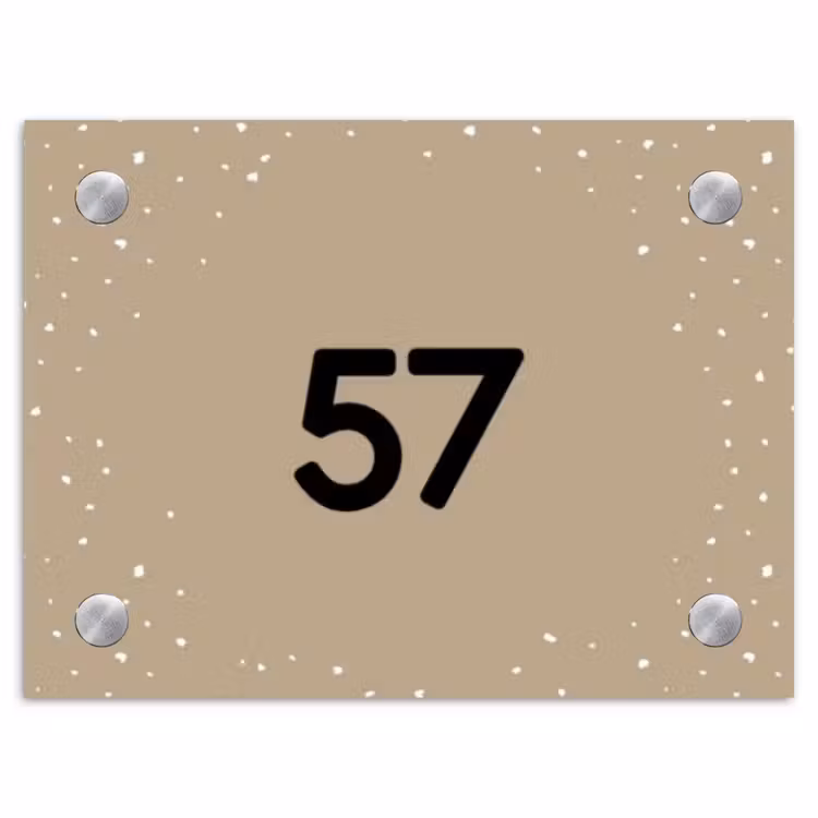 Beige met stippen - Traditioneel Naambord Rechthoek middel -3d