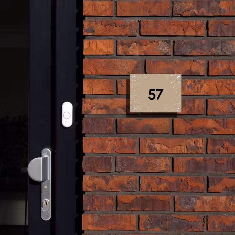 Beige met stippen - Traditioneel Naambord Rechthoek middel -sfeer1-rechthoek-S