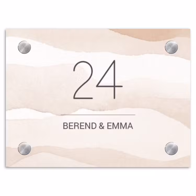 Beige lagen - Klassiek Naambord Rechthoek middel -3d