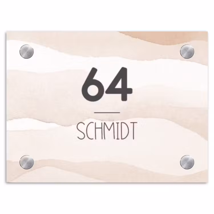 Beige lagen - Modern Naambord Rechthoek middel -3d