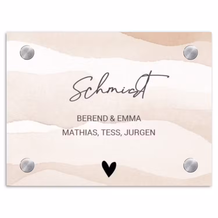 Beige lagen - Sierlijk Naambord Rechthoek middel -3d