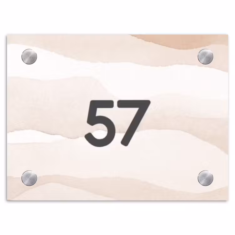 Beige lagen - Traditioneel Naambord Rechthoek middel -3d