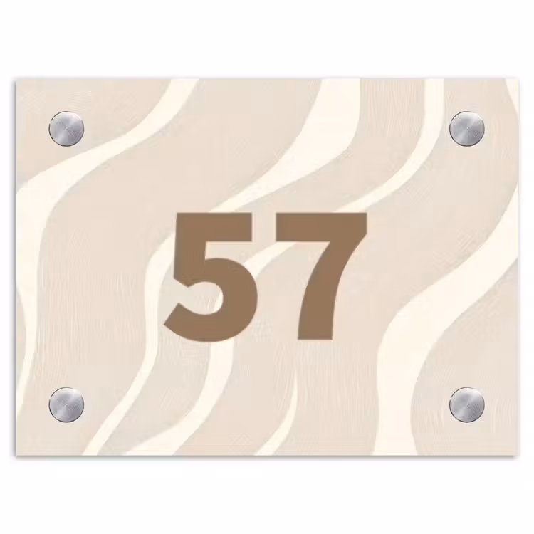 Beige golven - Traditioneel Naambord Rechthoek middel -3d