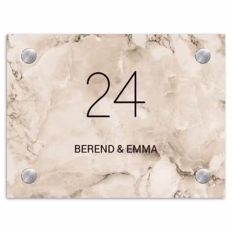 Beige marmer - Klassiek Naambord Rechthoek middel -3d