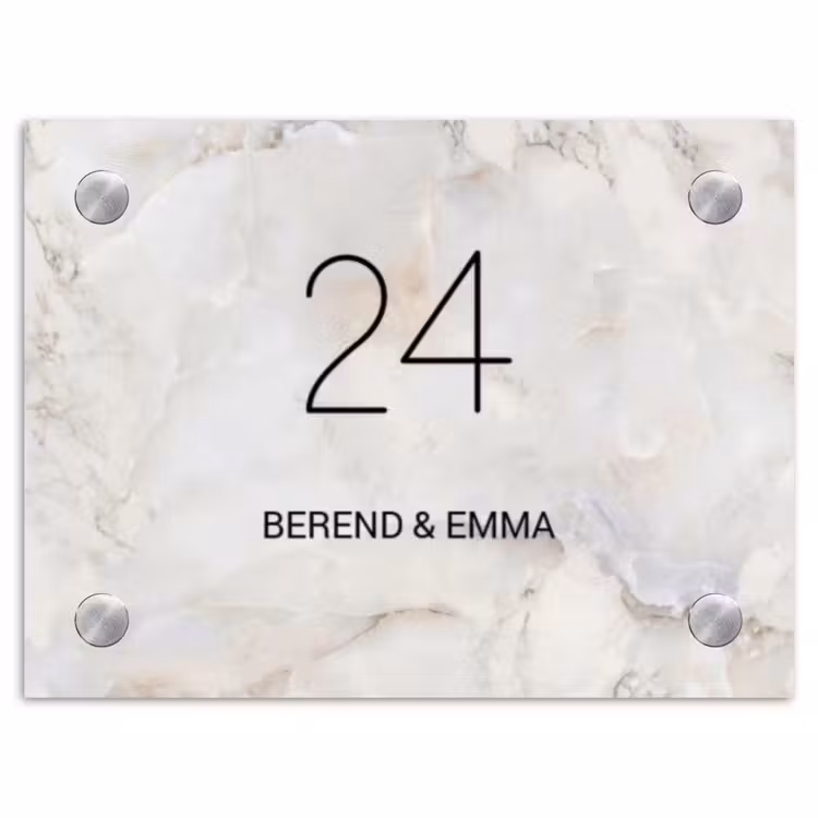 Beige marmer - Klassiek Naambord Rechthoek middel -3d