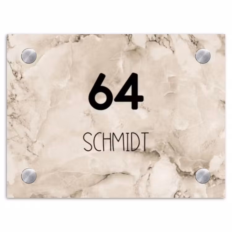 Beige marmer - Modern Naambord Rechthoek middel -3d