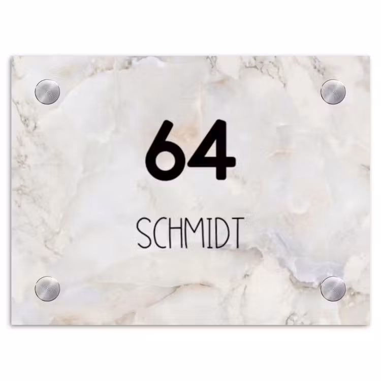 Beige marmer - Modern Naambord Rechthoek middel -3d