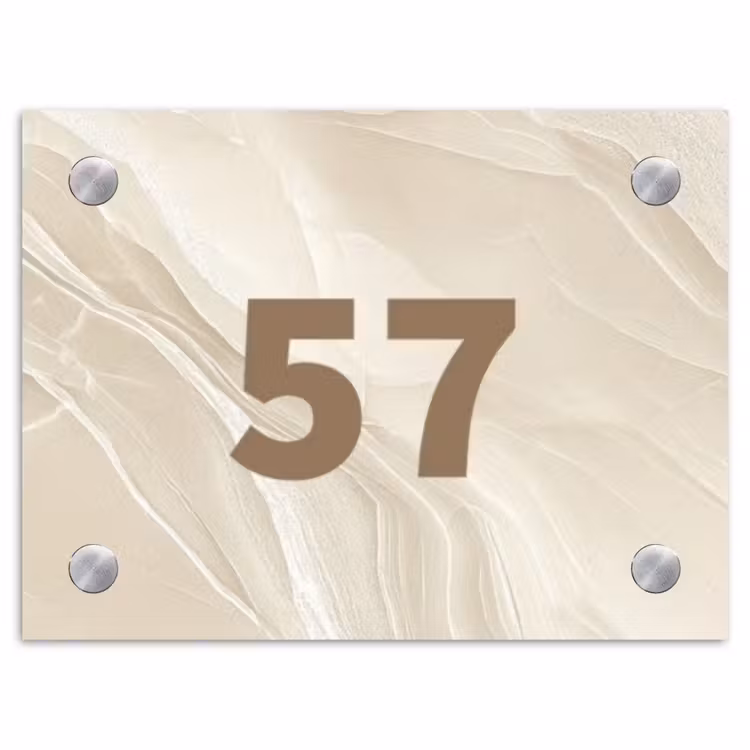 Beige marmer - Traditioneel Naambord Rechthoek middel -3d
