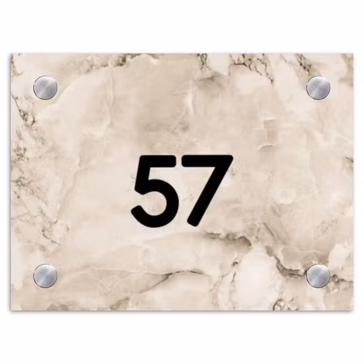 Beige marmer - Traditioneel Naambord Rechthoek middel -3d
