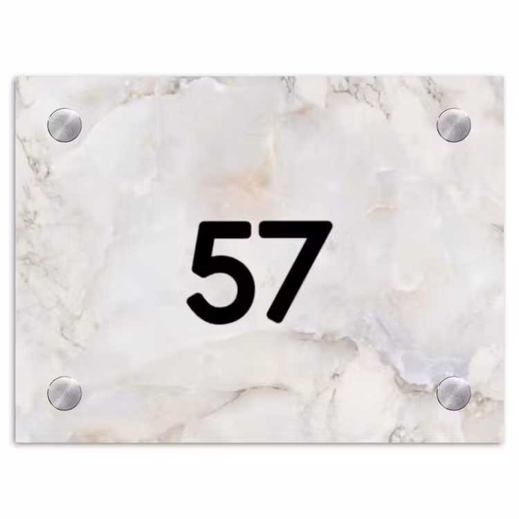 Beige marmer - Traditioneel Naambord Rechthoek middel -3d