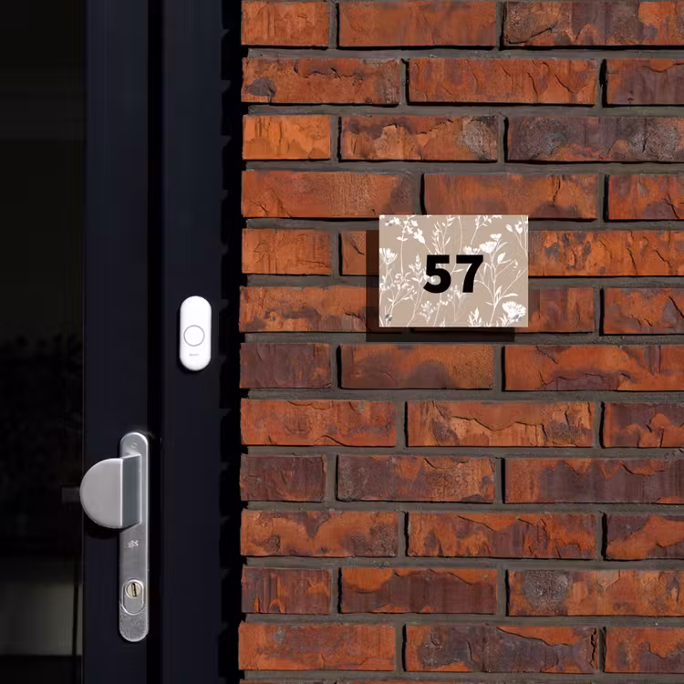 Beige bloemmotief - Traditioneel Naambord Rechthoek middel -sfeer1-rechthoek-S