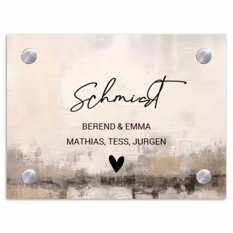 Geschilderd - Sierlijk Naambord Rechthoek middel -3d
