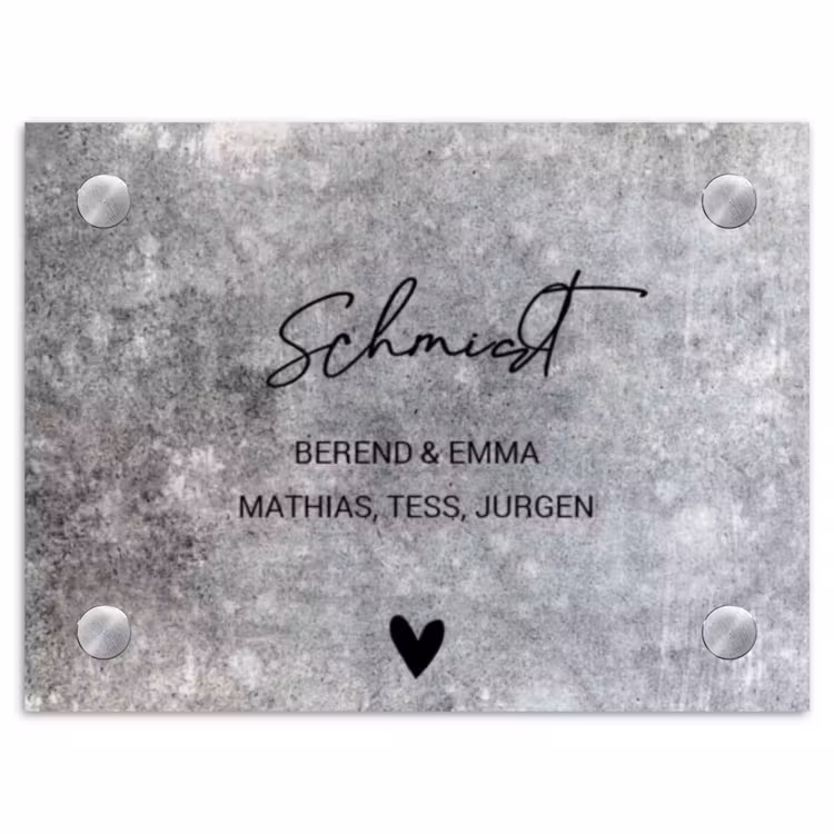 Beton - Sierlijk Naambord Rechthoek middel -3d