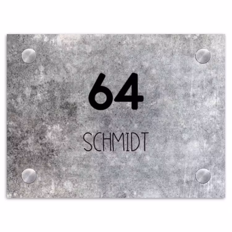 Beton - Modern Naambord Rechthoek middel -3d