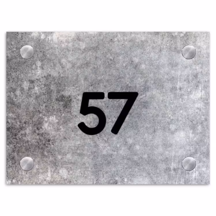 Beton - Traditioneel Naambord Rechthoek middel -3d