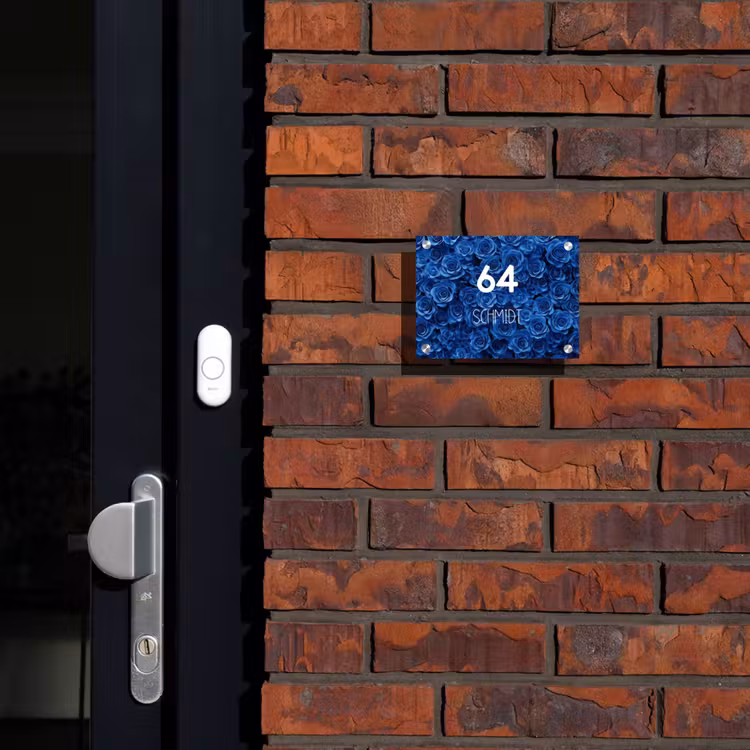 Blauwe rozen - Modern Naambord Rechthoek middel -sfeer1-rechthoek-S