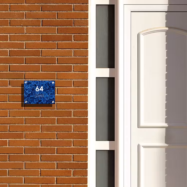 Blauwe rozen - Modern Naambord Rechthoek middel -sfeer3-rechthoek-S