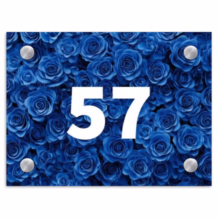 Blauwe rozen - Traditioneel Naambord Rechthoek middel -3d