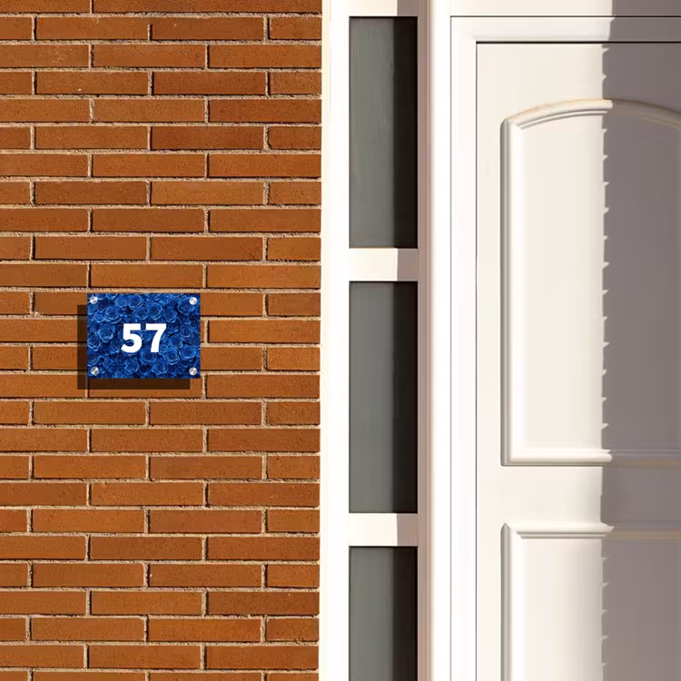 Blauwe rozen - Traditioneel Naambord Rechthoek middel -sfeer3-rechthoek-S
