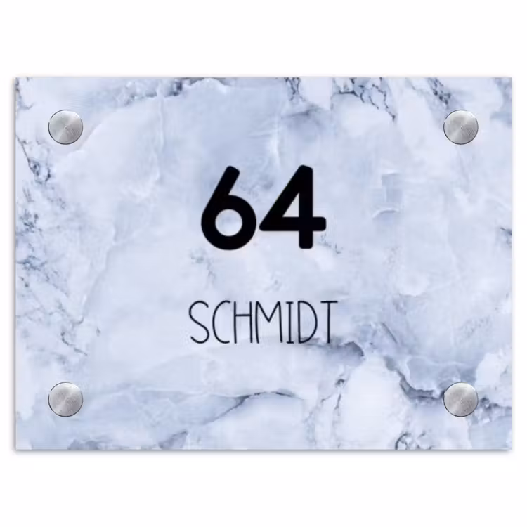 Blauw marmer - Modern Naambord Rechthoek middel -3d