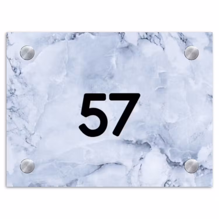 Blauw marmer - Traditioneel Naambord Rechthoek middel -3d