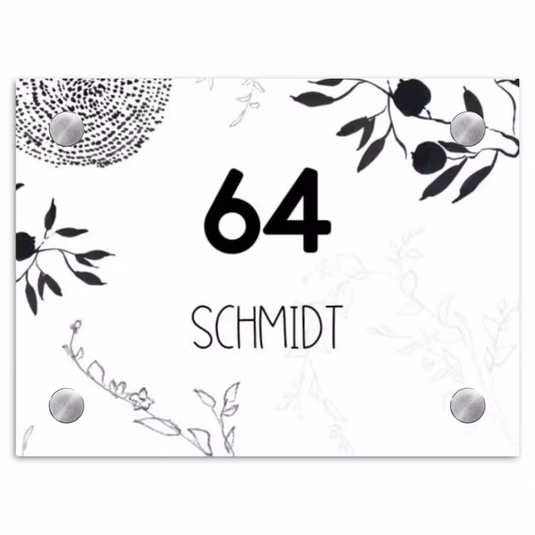 Botanisch - Modern Naambord Rechthoek middel -3d