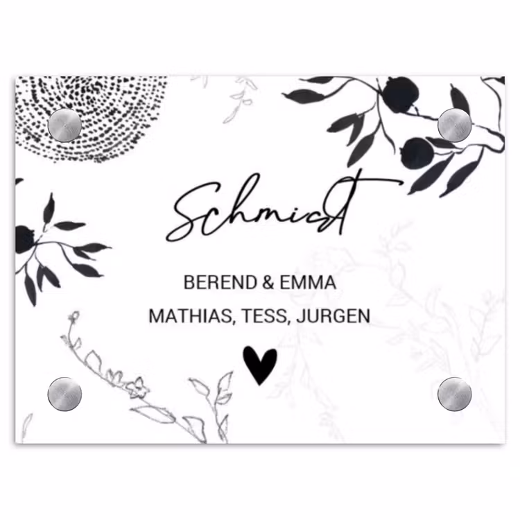 Botanisch - Sierlijk Naambord Rechthoek middel -3d