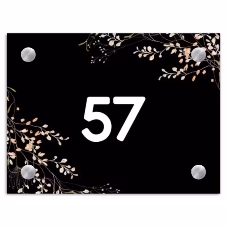 Botanisch - Zwart - Traditioneel Naambord Rechthoek middel -3d