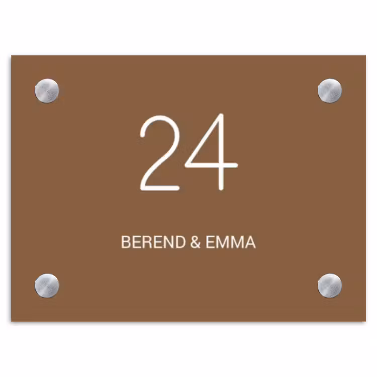 Bruin - Klassiek Naambord Rechthoek middel -3d