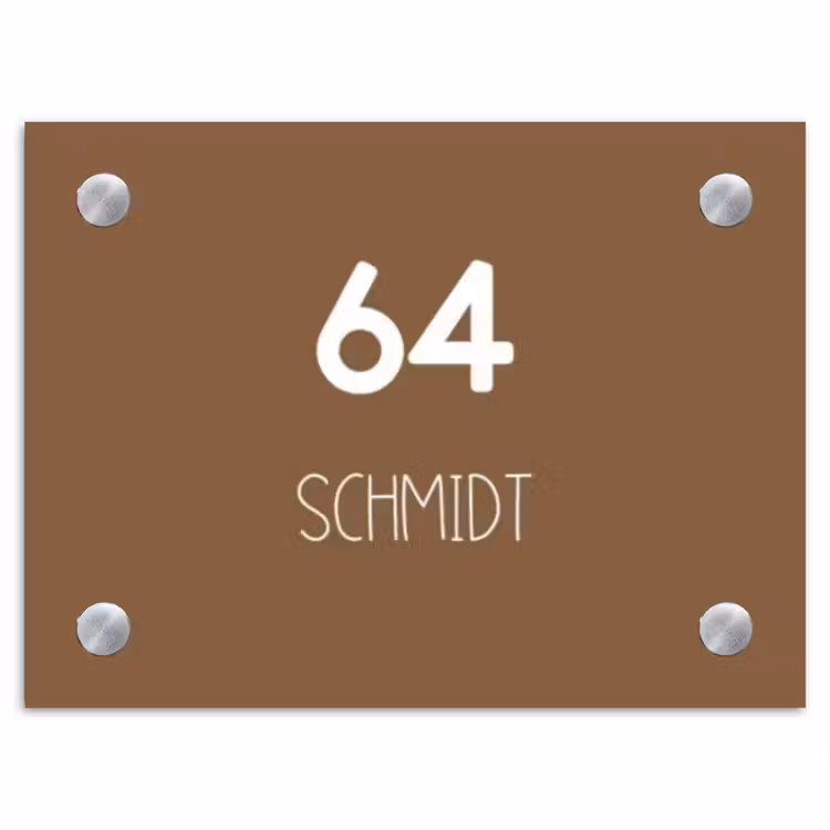 Bruin - Modern Naambord Rechthoek middel -3d