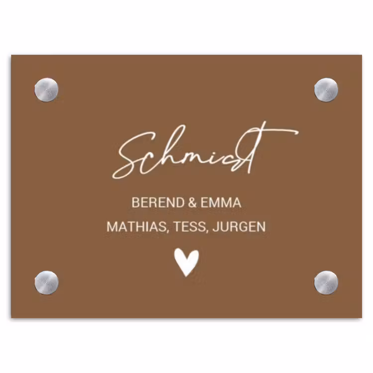 Bruin - Sierlijk Naambord Rechthoek middel -3d