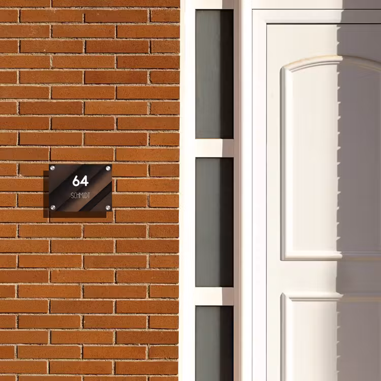Bruine diagonale banen - Modern Naambord Rechthoek middel -sfeer3-rechthoek-S
