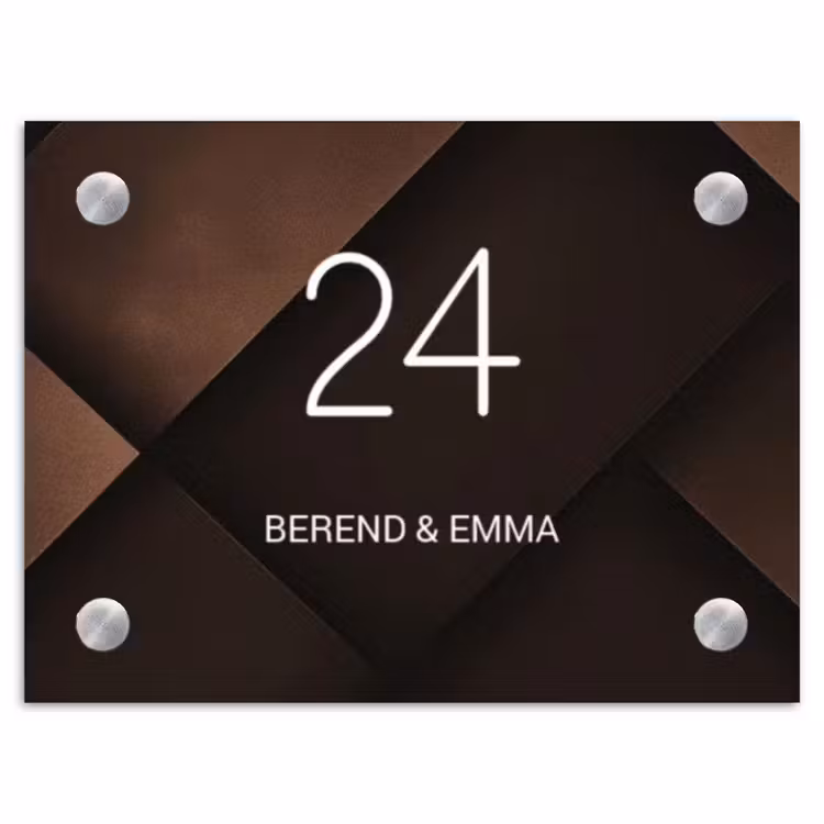Bruine vlakken - Klassiek Naambord Rechthoek middel -3d