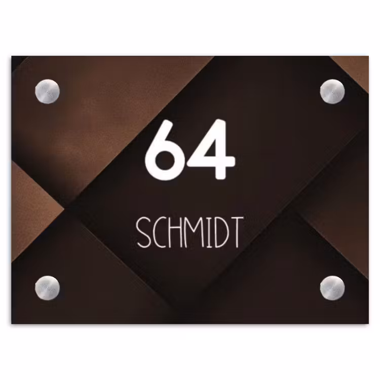 Bruine vlakken - Modern Naambord Rechthoek middel -3d