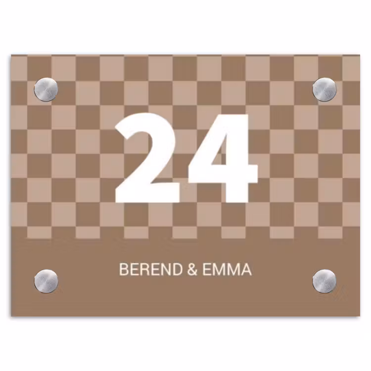 Bruine blokjes - Klassiek Naambord Rechthoek middel -3d