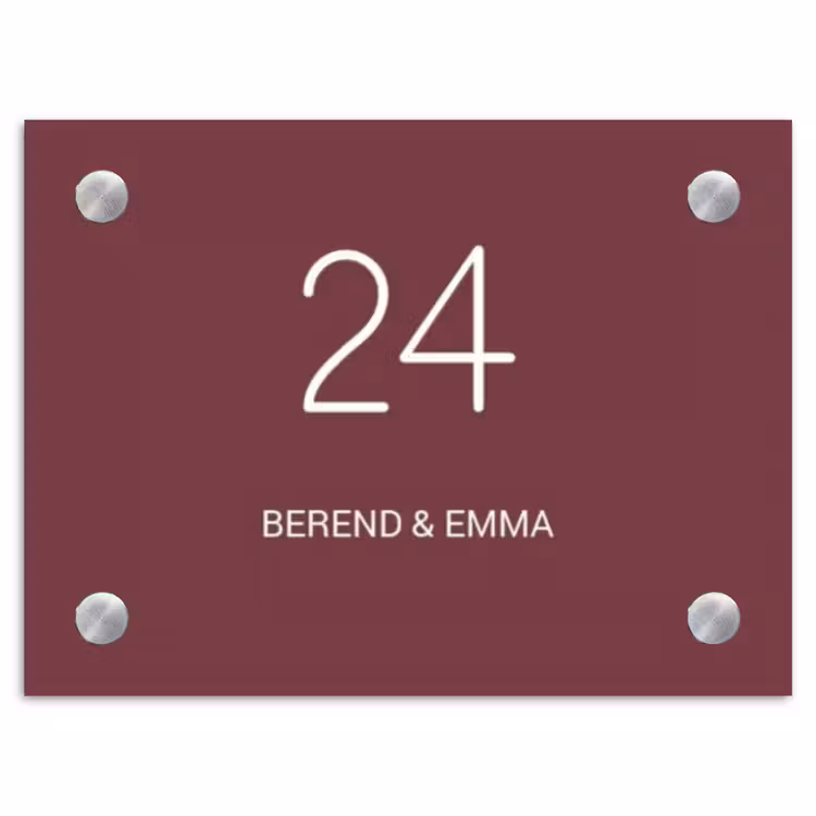 Bordeauxrood - Klassiek Naambord Rechthoek middel -3d